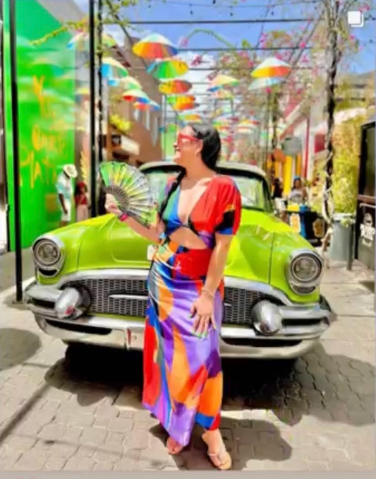 Cutout colorful dress