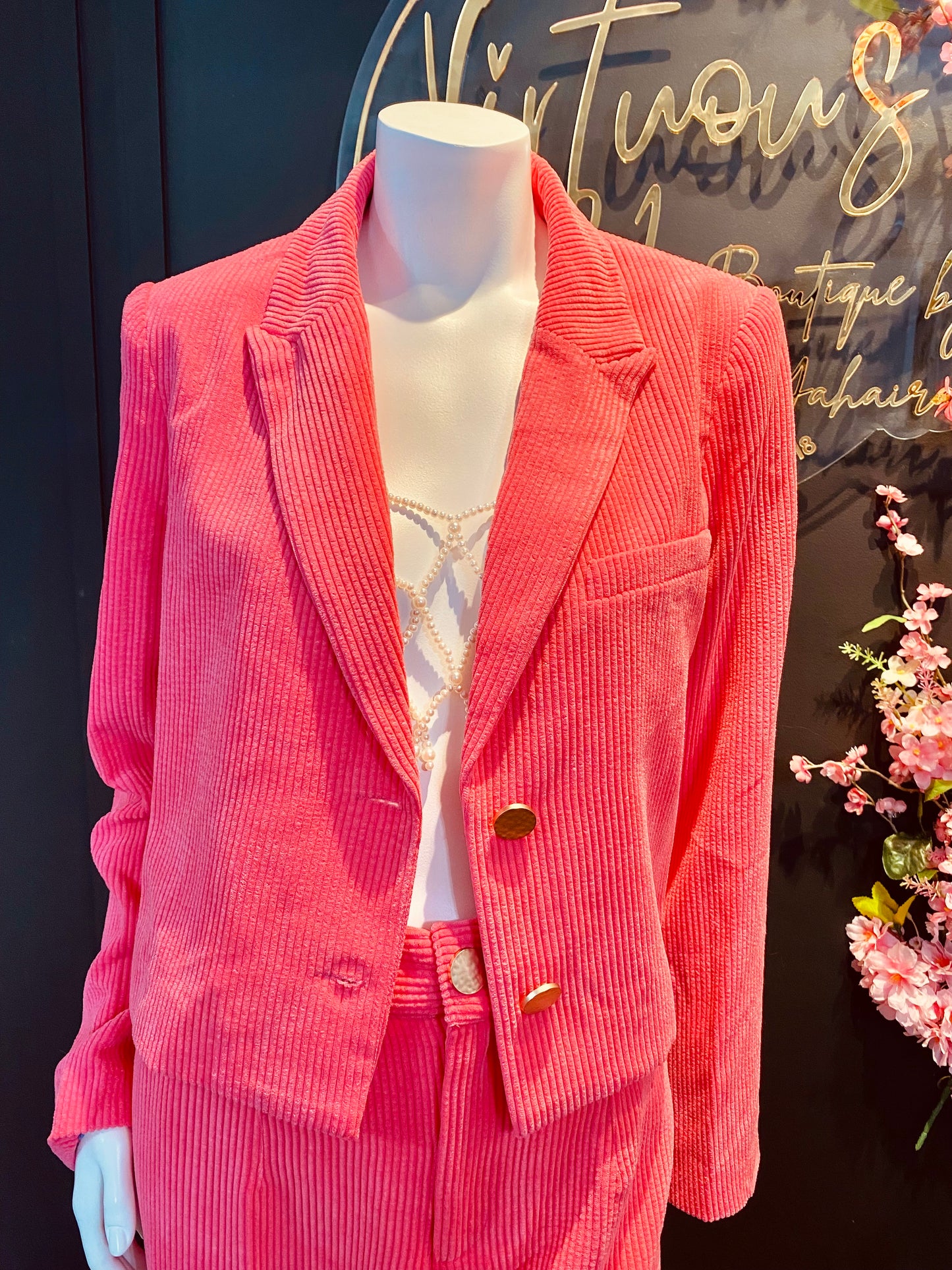 Pink Barbie corduroy blazer