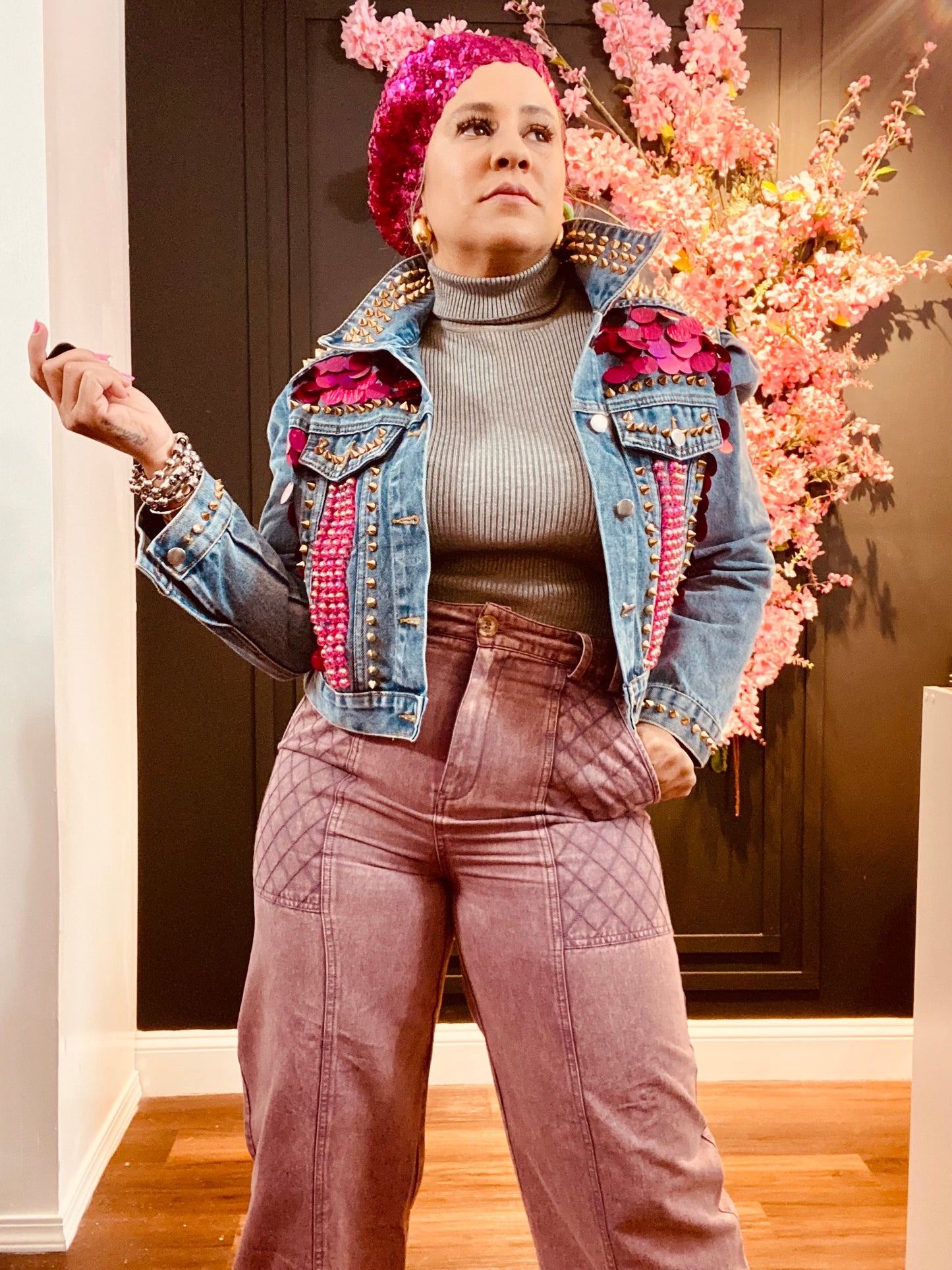 Lilac washed denim pants