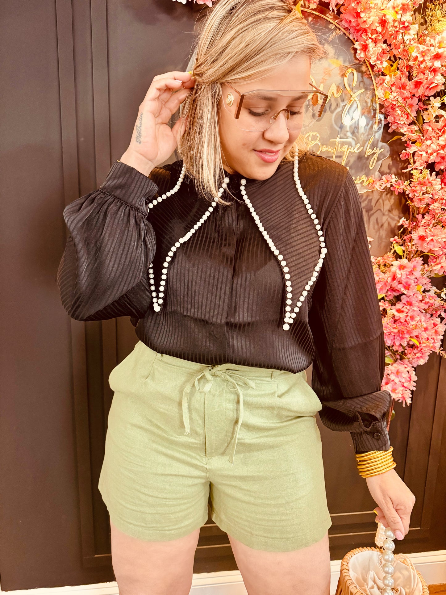 Black pearl blouse