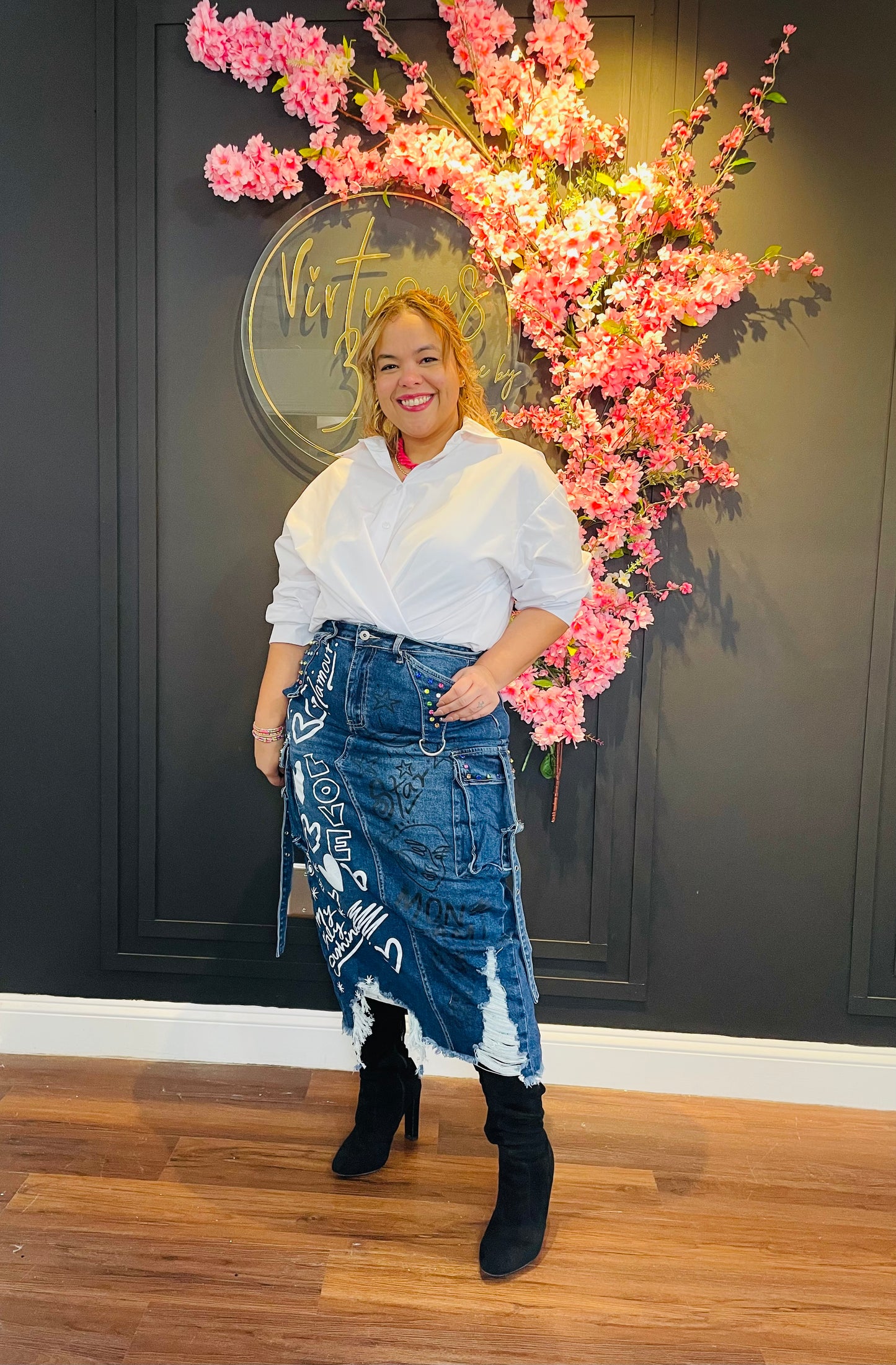 Denim love skirt