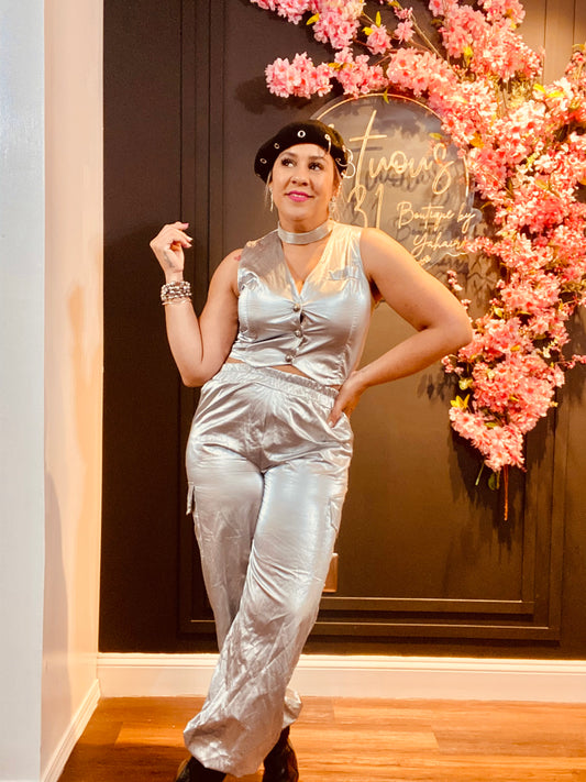 European metallic pants