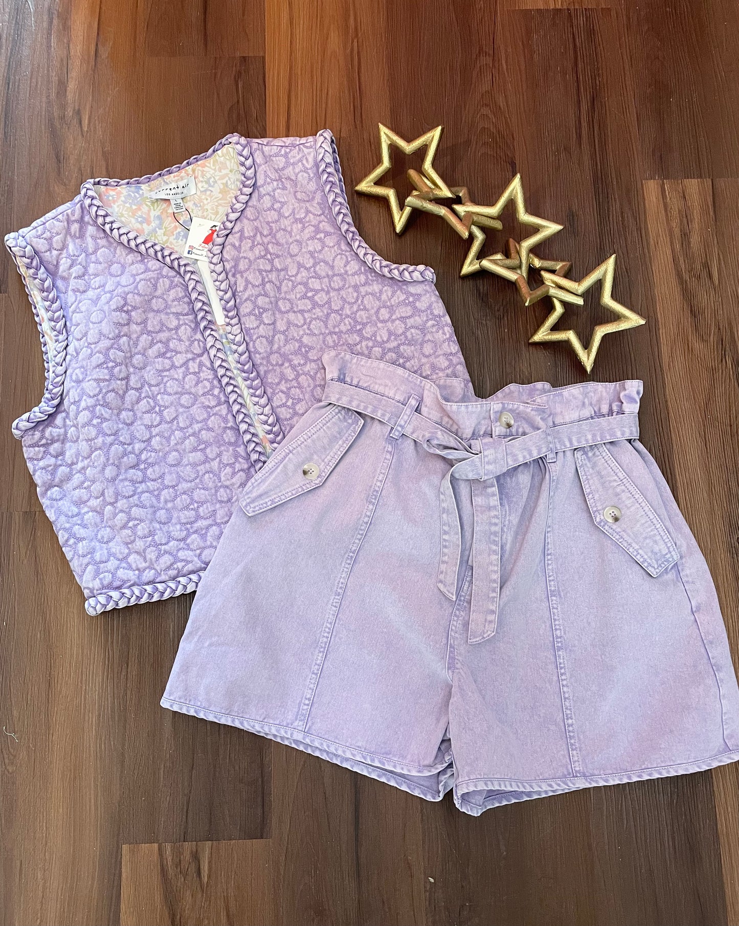 Lavander paper bag shorts