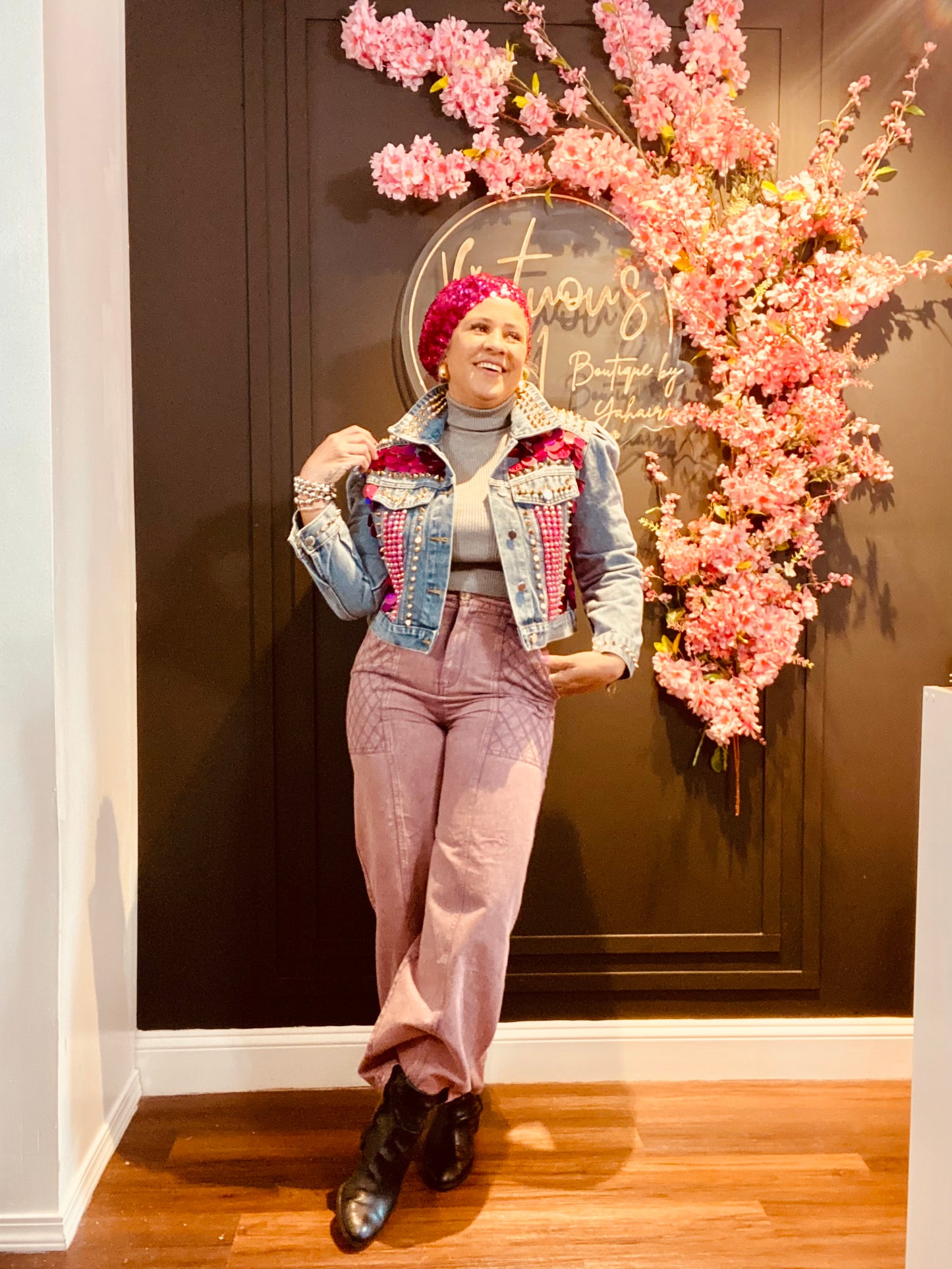 Lilac washed denim pants