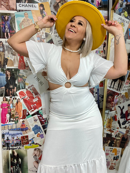 White MAXI ZIPPER DRESS