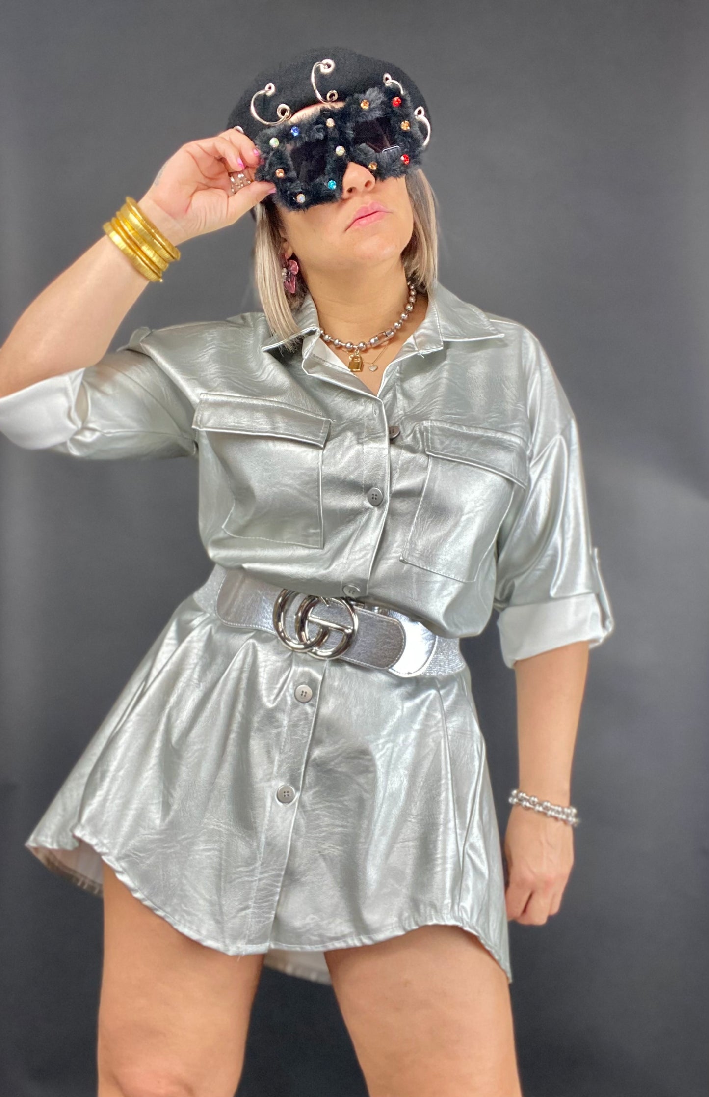 Metalic leather camisón