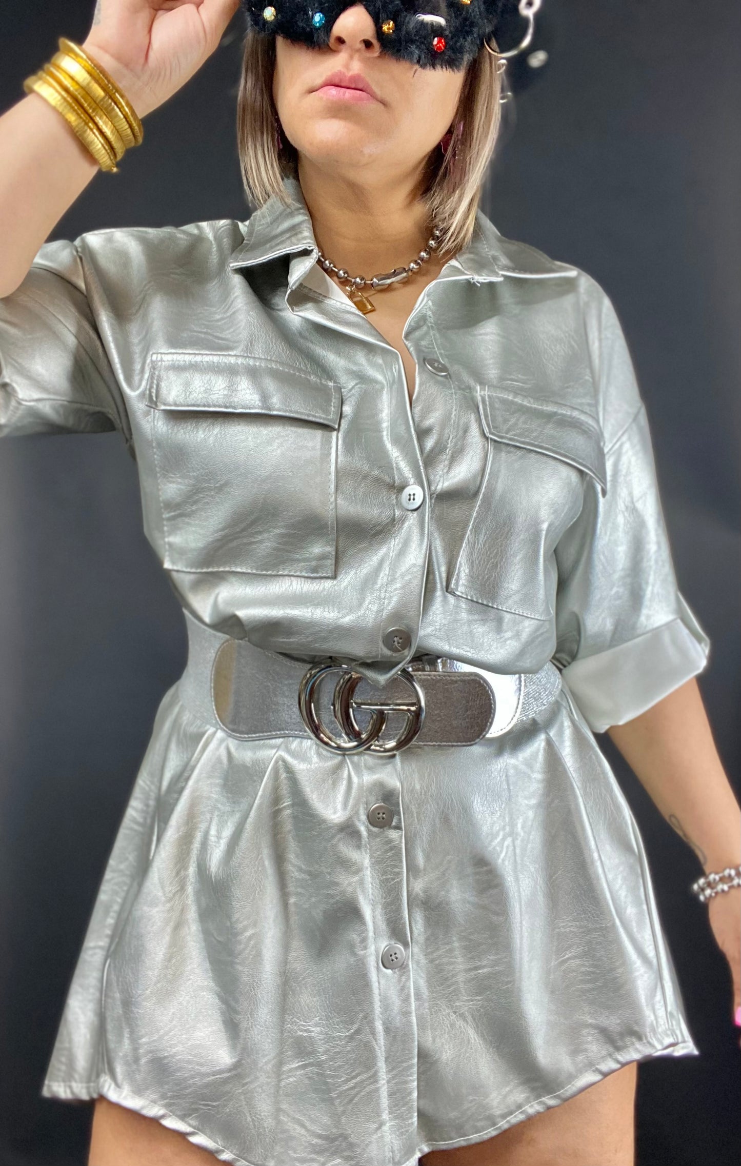 Metalic leather camisón