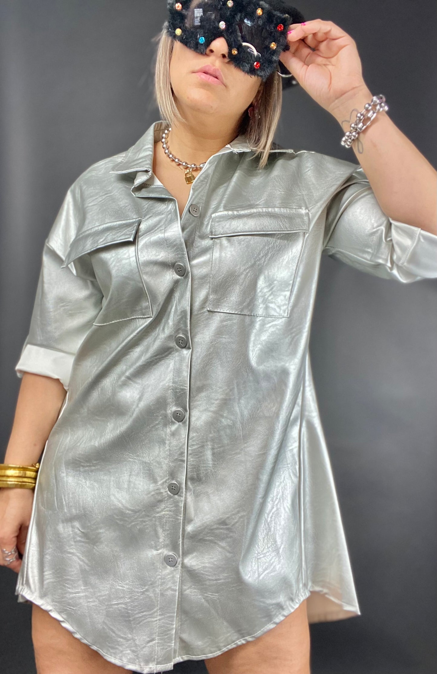 Metalic leather camisón