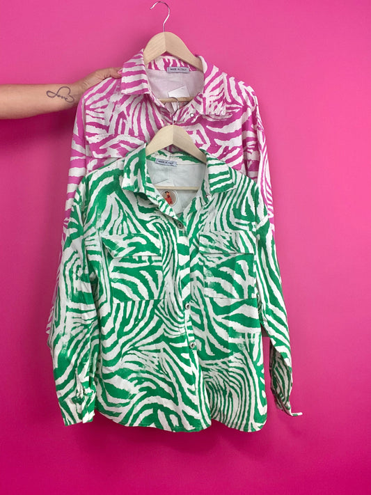 Zebra Shell Button Top