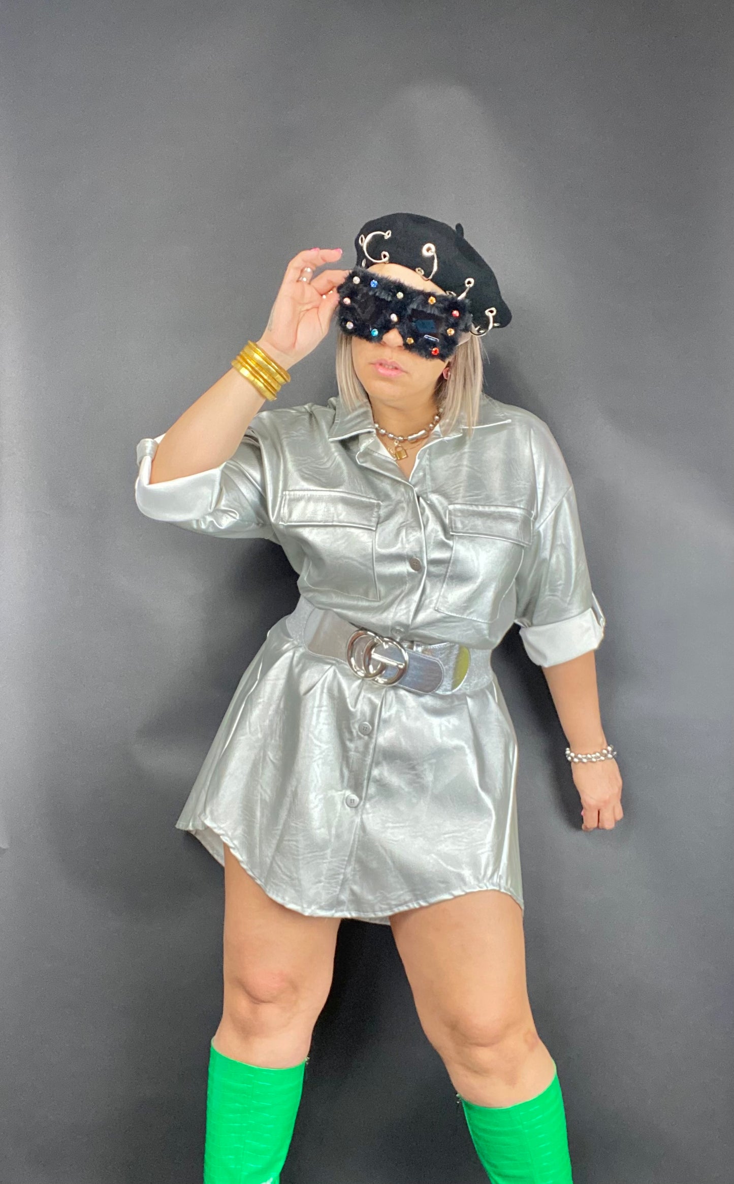 Metalic leather camisón