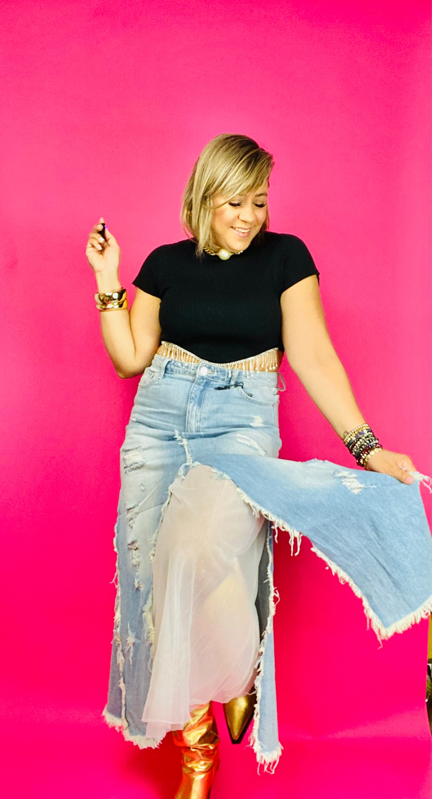 Maxi denim skirt