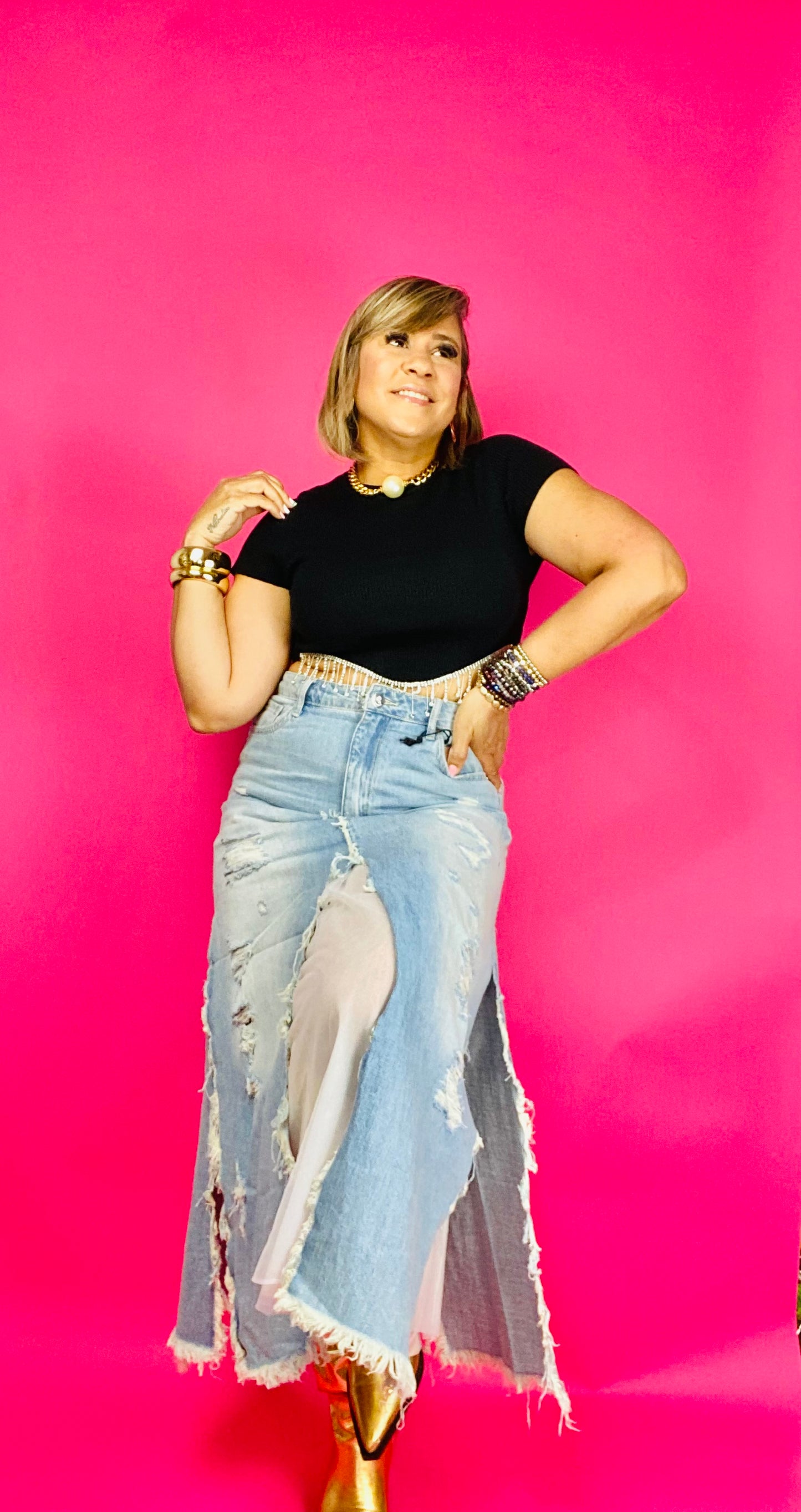 Maxi denim skirt