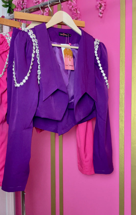 Rhinestones blazer and pants set