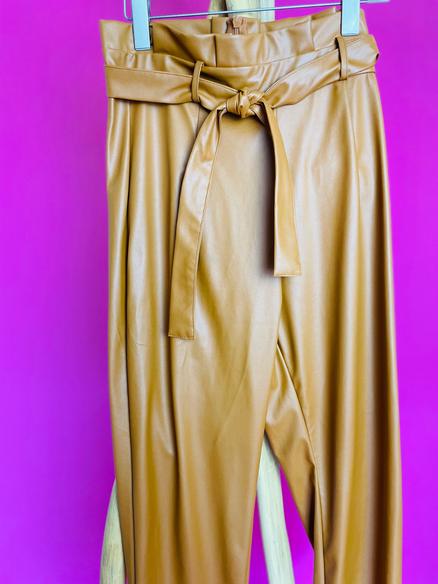 Belted leather pants