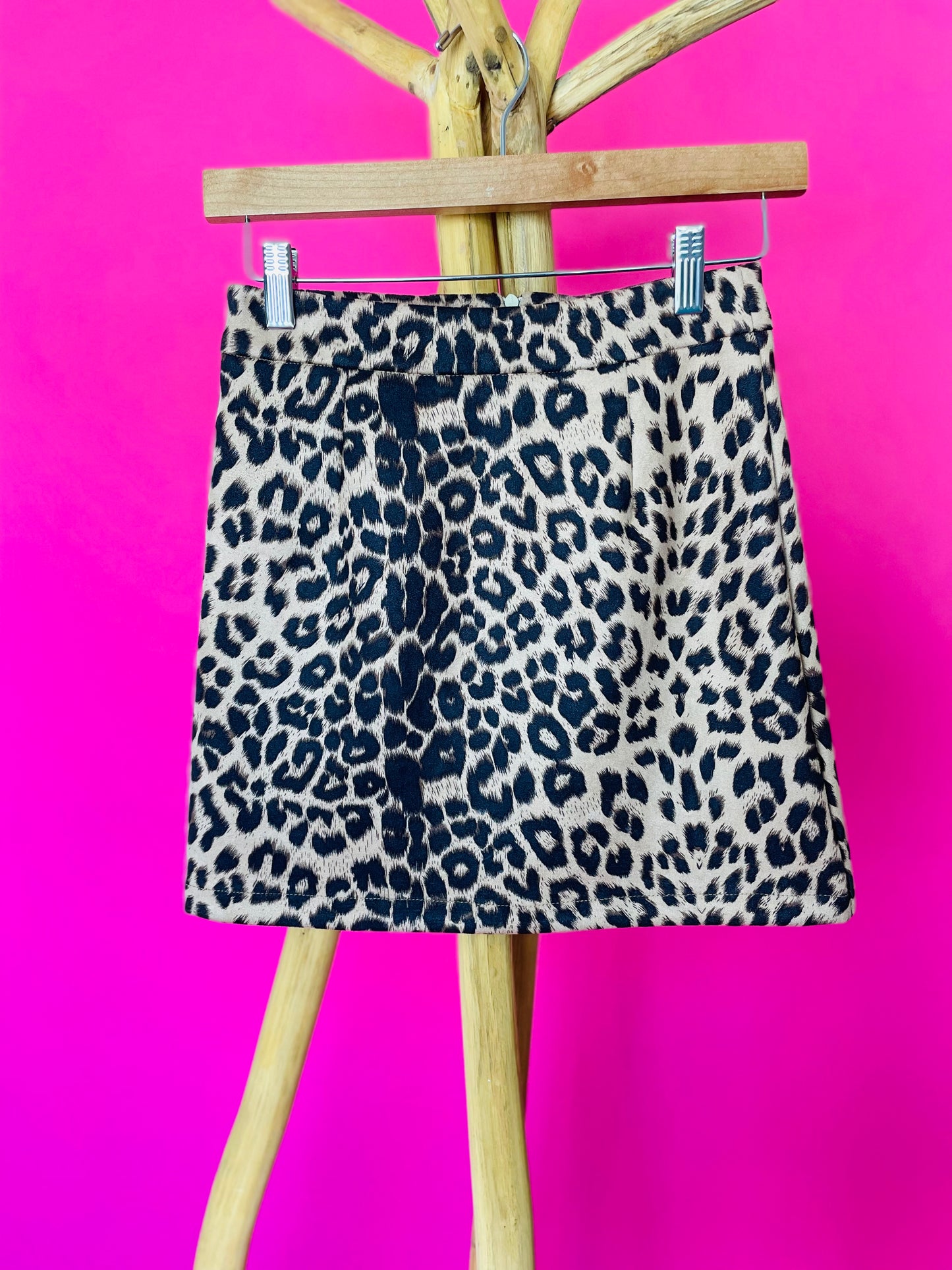 Leopard suede skirt